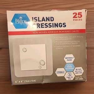 Medpride Island Dressing 6x6 Bordered Gauze 25 Pack Individually Wrapped Adhesiv
